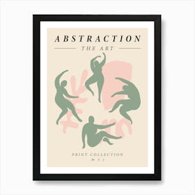 Dancing women, Neutral abstract retro print, Exhibition, Mid century modern Art Print