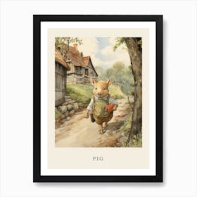 Beatrix Potter Inspired  Animal Watercolour Pig 1 Art Print