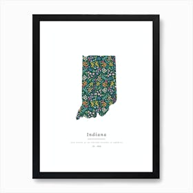 Indiana State | Wildflowers on Juniper Green Art Print