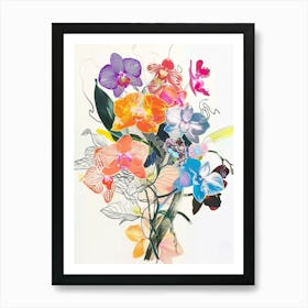 Orchid 3 Collage Flower Bouquet Art Print