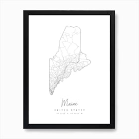 Maine Minimal Street Map Art Print