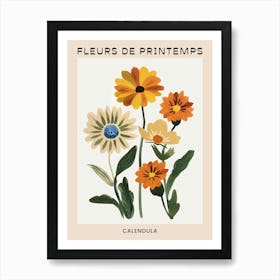 Spring Floral French Poster  Calendula 2 Art Print