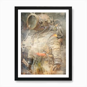 Poster Diver Vintage Illustration Art 09 Art Print