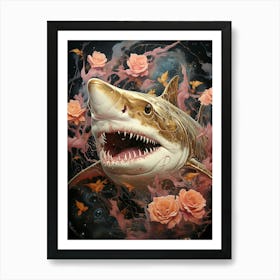 Floral Fantasy Shark Art Print