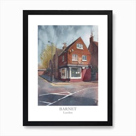 Barnet London Borough   Street Watercolour 1 Poster Art Print