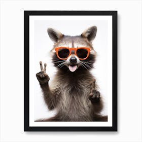 A Crab Eating Raccoon Doing Peace Sign Wearing Sunglasses 1 Poster