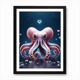 Octopus With Hearts Art Print