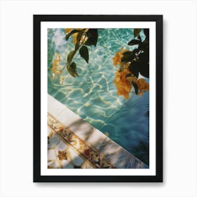 Yellow Flowers By The Pool Art Print