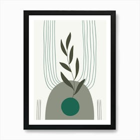 Boho Wall Art Print Sage Green Abastract Flat Scandi Design B Art Print