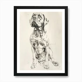 Mastiff Dog Line Sketch 2 Art Print
