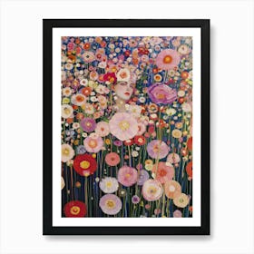 Gustav Klimt Print Flowers Woman Poster Klimt Exhibition Poster Painting Flower Garden Midsummer Full Art Print