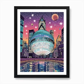 London Downtown Giant Disco Ball 2 Art Print