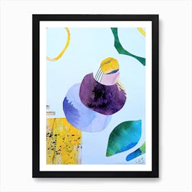 Abstract Painting Collage Blue Lemon Art Print