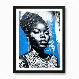 Graffiti Mural Of Beautiful Black Woman 292 Art Print