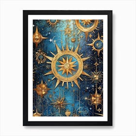 Blue And Gold Celestial 4 Art Print