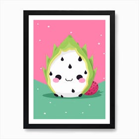 Dragon Fruit Kawaii Illustration 2 Art Print