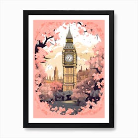 Big Ben, London   Cute Botanical Illustration Travel 7 Art Print