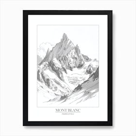 Mont Blanc France Italy Line Drawing 3 Poster Art Print