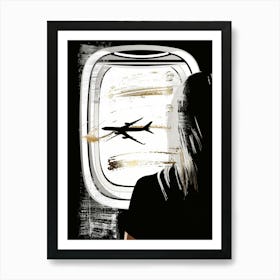 Woman Looking Out Of An Airplane Window Art Print