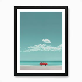 Travel Bus On The Beach 2 Art Print