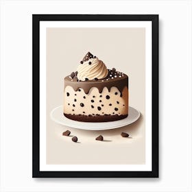Chocolate Chip Cake Dessert Retro Minimal Flower Art Print