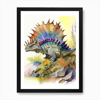 Dimetrodon 1 Watercolour Dinosaur Art Print