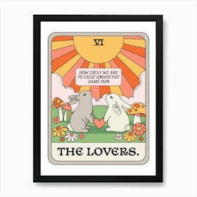 The Lovers Tarot Card Bunny Art Print