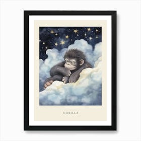 Baby Gorilla 2 Sleeping In The Clouds Nursery Poster Art Print