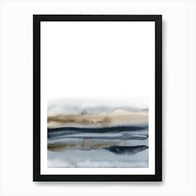 Abstract Watercolor Painting in Blue and Brown Art Print