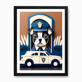 Boston Terrier Police Officer-Reimagined Art Print