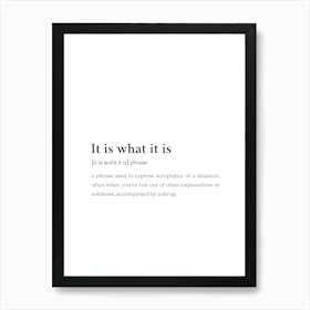 It Is What It Is Funny Definition Wall Affiche