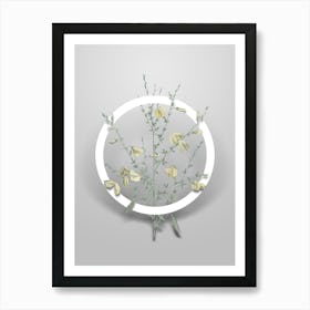Vintage Yellow Broom Flowers Minimalist Botanical Geometric Circle on Soft Gray n.0052 Art Print