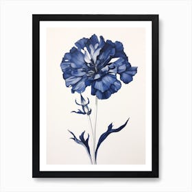 Blue Botanical Carnation 2 Art Print