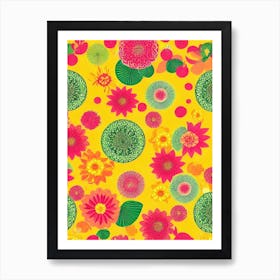 Lotus Repeat Retro Flower Art Print