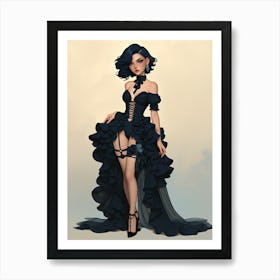 Gothic Garter Ruffle Dress Art Print