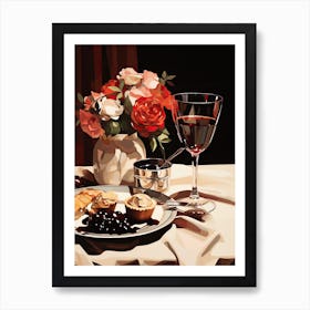 Atutumn Dinner Table Sweet Wine, Painting Art Print