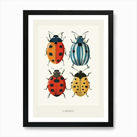 Colourful Insect Illustration Ladybug 3 Poster Art Print