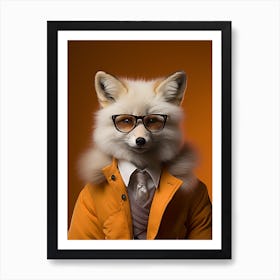 Arctic Fox Wearing Puff Coat Art Print