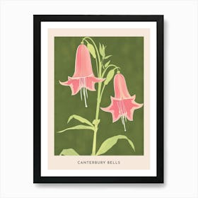 Pink & Green Canterbury Bells 2 Flower Poster Art Print