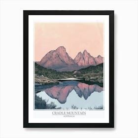 Cradle Mountain Australia Color Line Drawing 6 Poster Art Print