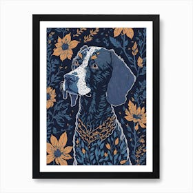 Floral Dog Portrait Boho Minimalism (1) Art Print
