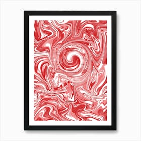 Red and White Swirly Fluid Art Poster Art Print