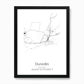 Dunedin,New Zealand Minimalist Map Art Print