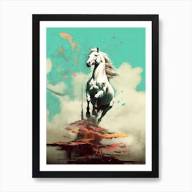 White Horse Painting On Canvas Surreal Art Print