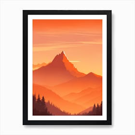 Misty Mountains Vertical Composition In Orange Tone 289 Art Print