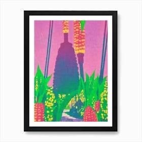 Corn Risograph Retro Poster vegetable Art Print