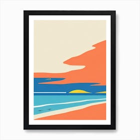 Mooloolaba Beach Australia Midcentury Art Print