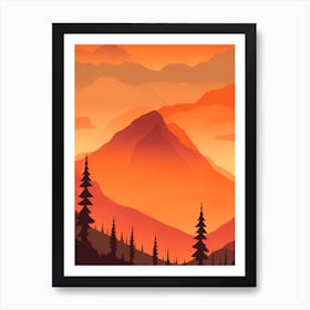 Misty Mountains Vertical Composition In Orange Tone 241 Art Print