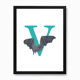 V For Vampire Bat Art Print