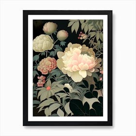 Lower Gardens Peonies 1 Vintage Sketch Art Print